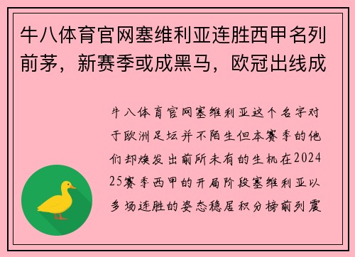 牛八体育官网塞维利亚连胜西甲名列前茅，新赛季或成黑马，欧冠出线成希望 - 副本